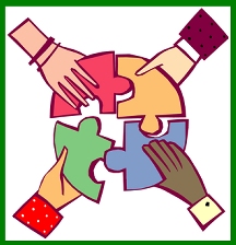 Working towards the common goal of completing a puzzle